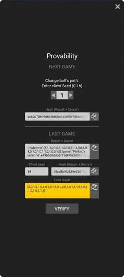 Plinko App Provability