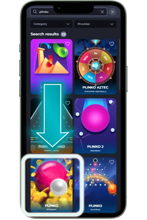 Find Plinko in the Games Section