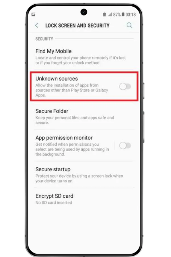 Installation aus unbekannten Quellen