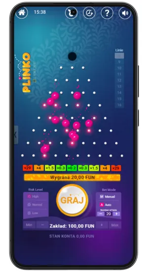 Wygrana 20 FUN w Plinko