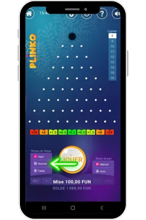 Select Plinko difficulty for France