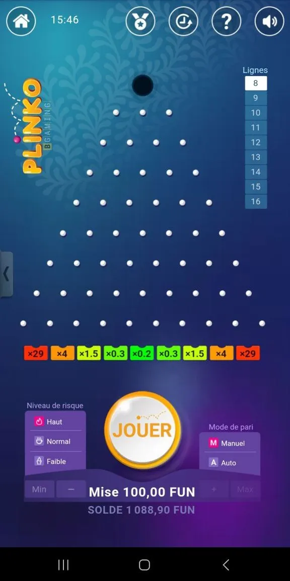 Plinko App game interface